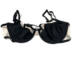 NEW Victorias Secret 34C Unlined Demi Bra Black Beige Mesh Sheer Underwire #3347